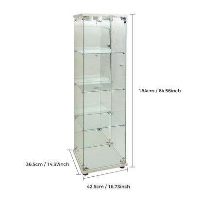 Vitrinekast – Glazen Kast – Displaykast – Glazen Vitrine – Zwarte Houten Kast – 4 Verstelbare Glazen Planken – Ingebouwde LED-Verlichting