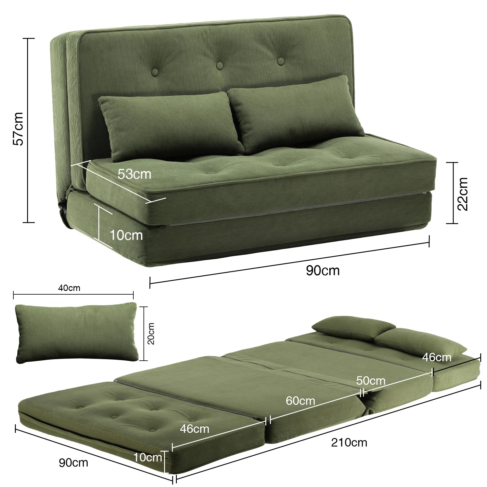 Slaapbank – Bedbank – Sofa Bed – Logeerbed – Zetelbed – 2-Persoons – 6-Standen Verstelbare Rugleuning – Ademend Linnen Materiaal - QUORE