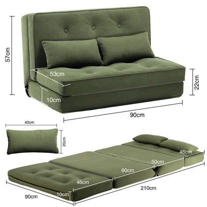 Slaapbank – Bedbank – Sofa Bed – Logeerbed – Zetelbed – 2-Persoons – 6-Standen Verstelbare Rugleuning – Ademend Linnen Materiaal - QUORE