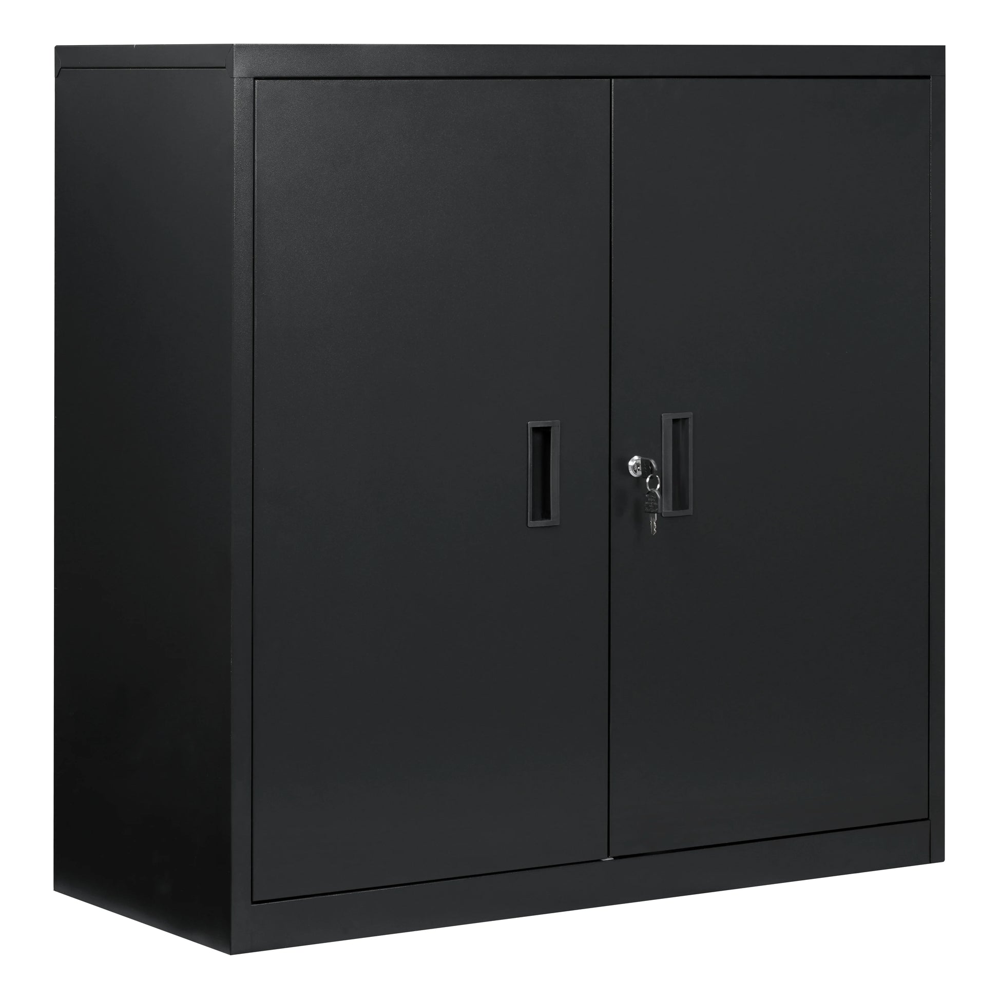 Metalen Archiefkast - met Slot – Kantoor - Garage - Muur - Verstelbare Legplank - voor Documenten - Printer - Gereedschap – 90x92x40cm – Zwart - QUORE