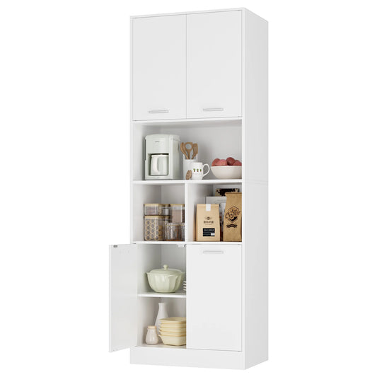 Opbergkast - Kast - Hoge Kasten - Opbergkasten - Stellingkasten - 180.5 x 60 x 40 cm - Opbergrek - Met Deuren en Open Planken - Geschikt voor Badkamer, Woonkamer, Keuken - Wit - QUORE