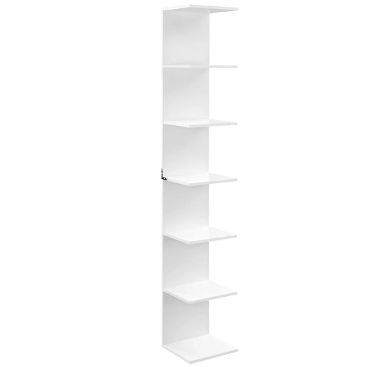 Vrijstaande Boekenkast - Opbergkast - Grek - Hoge Plankenkast - Staande Kast - 7 Niveaus  - Flexibele Indeling  - Duurzaam & stevig - 30x189,5x28cm - Wit