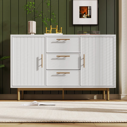 Opbergkast – Opbergmeubel – Dressoir – Kast – Drie Laden – Verstelbare Planken - 120x35.5x75cm - QUORE