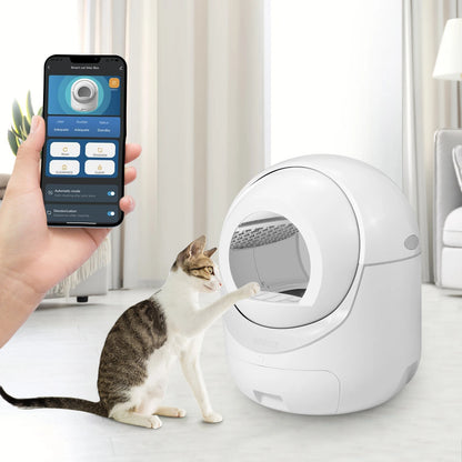 Slimme Kattenbak – Zelfreinigende Kattenbak – Automatische Kattenbak – Geurfilter Kattenbak – 10 Liter Afvallade – Fluisterstil – App Controle