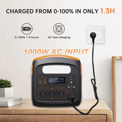 Draagbare Powerstation – Mobiele Energiecentrale – Noodstroomadapter – Oplaadstation – 1100Wh LiFePO4 Batterij – 1200W Continu Vermogen – 0-80% Opladen in 50 Minuten