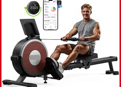 Roeimachine - Magnetische Roeitrainer - Roeiapparaat - App - Bluetooth - Dual Rail Systeem - Elektromagnetische Weerstand - 16 Weerstandsniveaus - Dual Rail Systeem - Stil & Krachtig - 160 kg Belastbaar