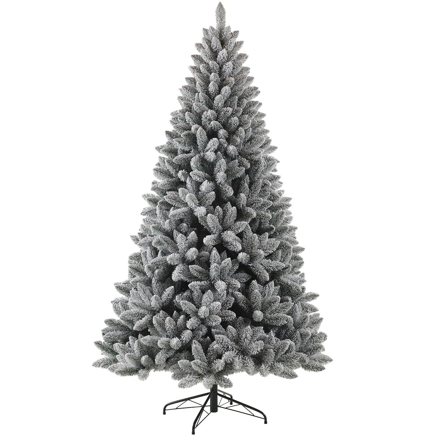 Witte Kunstkerstboom – Kunstkerstboom – Nephboom – Kerstboom Met Sneeuweffect – Winterboom – 210 cm Hoog – 100% PVC Met 1381 Takpunten & Metalen Standaard