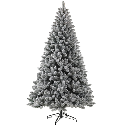 Witte Kunstkerstboom – Kunstkerstboom – Nephboom – Kerstboom Met Sneeuweffect – Winterboom – 210 cm Hoog – 100% PVC Met 1381 Takpunten & Metalen Standaard