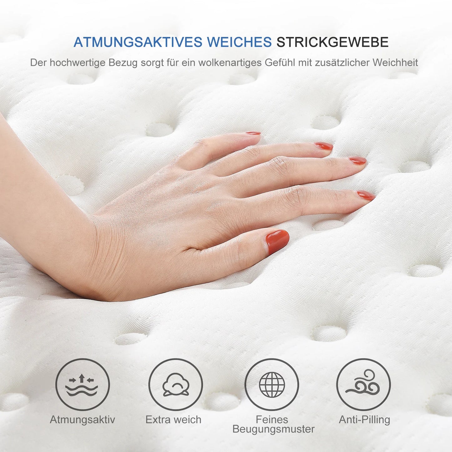 Matras 90 x 200 cm – Pocketvering Matras – Eenpersoonsmatras – Memory Foam Matras – Slaapmatras – Medium Stevig – Ademend 3D Mesh – Ergonomisch Ontwerp – Ultrastil