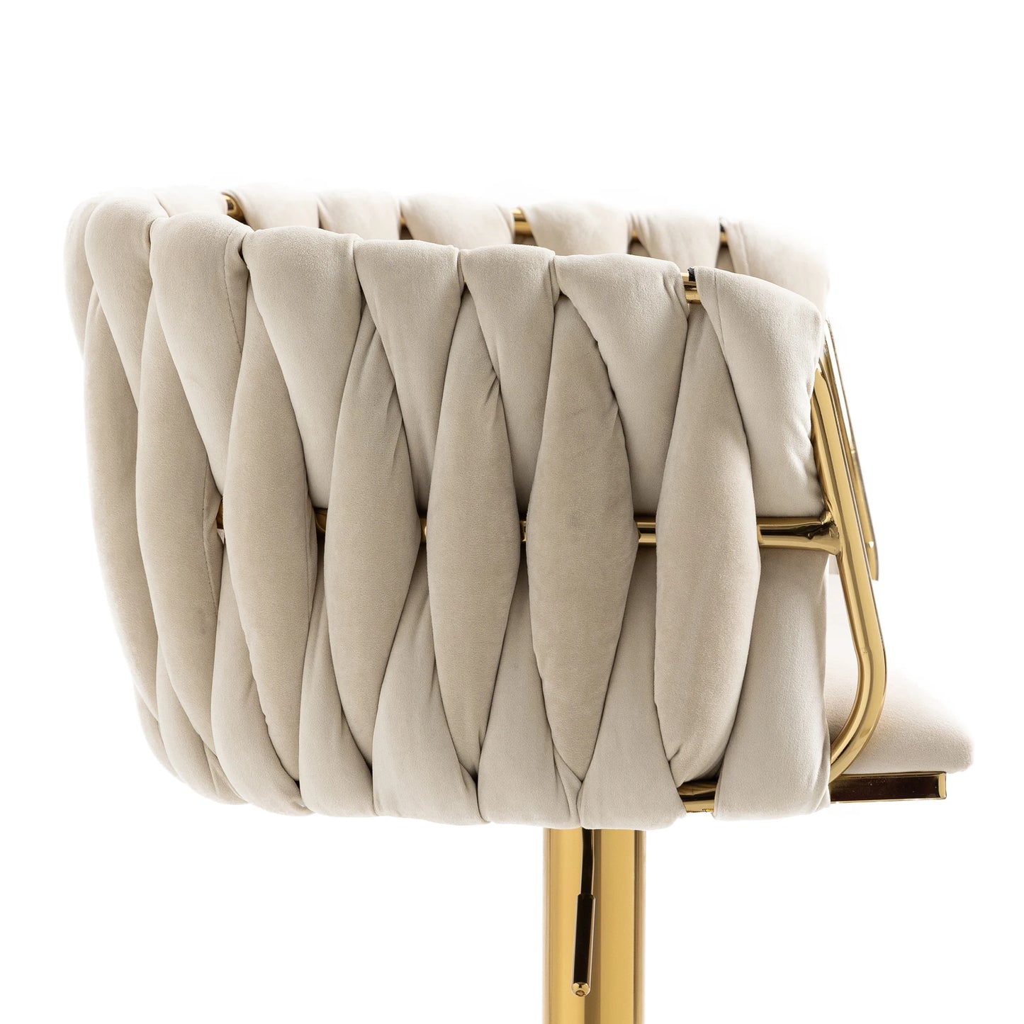 Barstoel – Barkruk – Keukenstoel – Caféstoel – Verstelbaar Van 63 Tot 87 Cm – 360° Draaibaar - Beige - QUORE