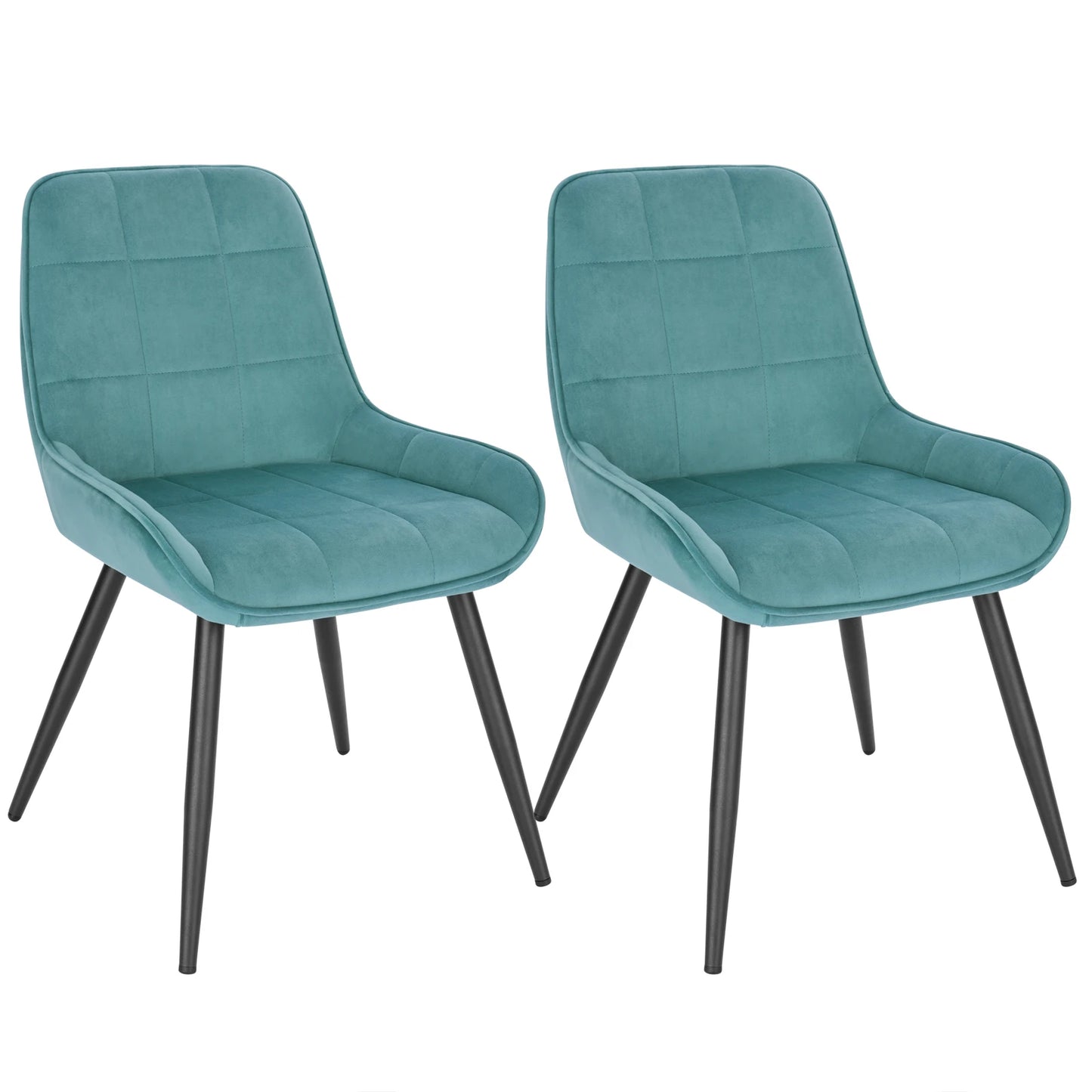 Eetkamerstoelen – Velvet Stoelen – Dining Stoelen – Comfortabele Stoelen – Scandinavische Stoelen – 2-delige Set Turkooizen Fluweel – Ergonomisch Ontwerp – Stevig Metalen Frame