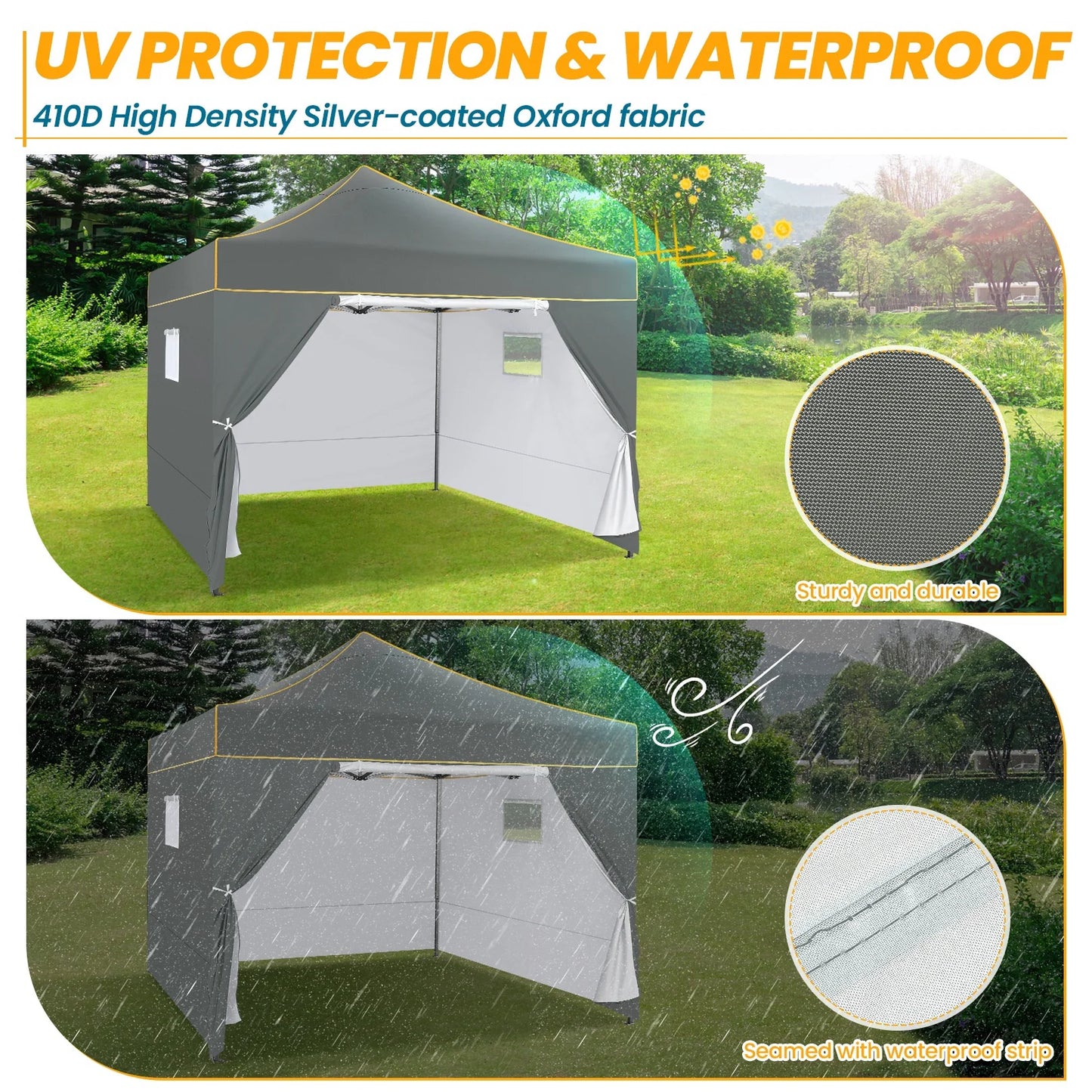 Tuinpaviljoen – Partytent – Opvouwbare Tuinfeesttent – Overkapping – Feesttent – 3x3 Meter – Water- En UV-Bestendig - Grijs