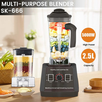 Elektrische Blender - Keukenmachine - Blender - 9 Snelheden - Voor Ijs - Noten - Fruit - 2.5L - 5000W - 50 x 18 cm - Zwart