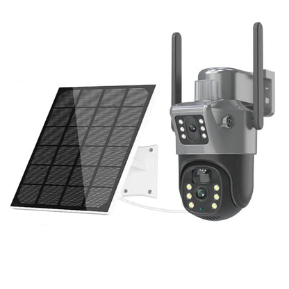 Beveiligingscamera's - Camerabewaking - Buitencamera - Zonnecamera - Waterdicht - 4K - 8MP - WiFi PTZ  - Dual Lens & Dual Screen – Bewegingsdetectie met 32GB Opslag – Buitenbeveiliging – Buiten IP Beveiligingscamera met Nachtzicht