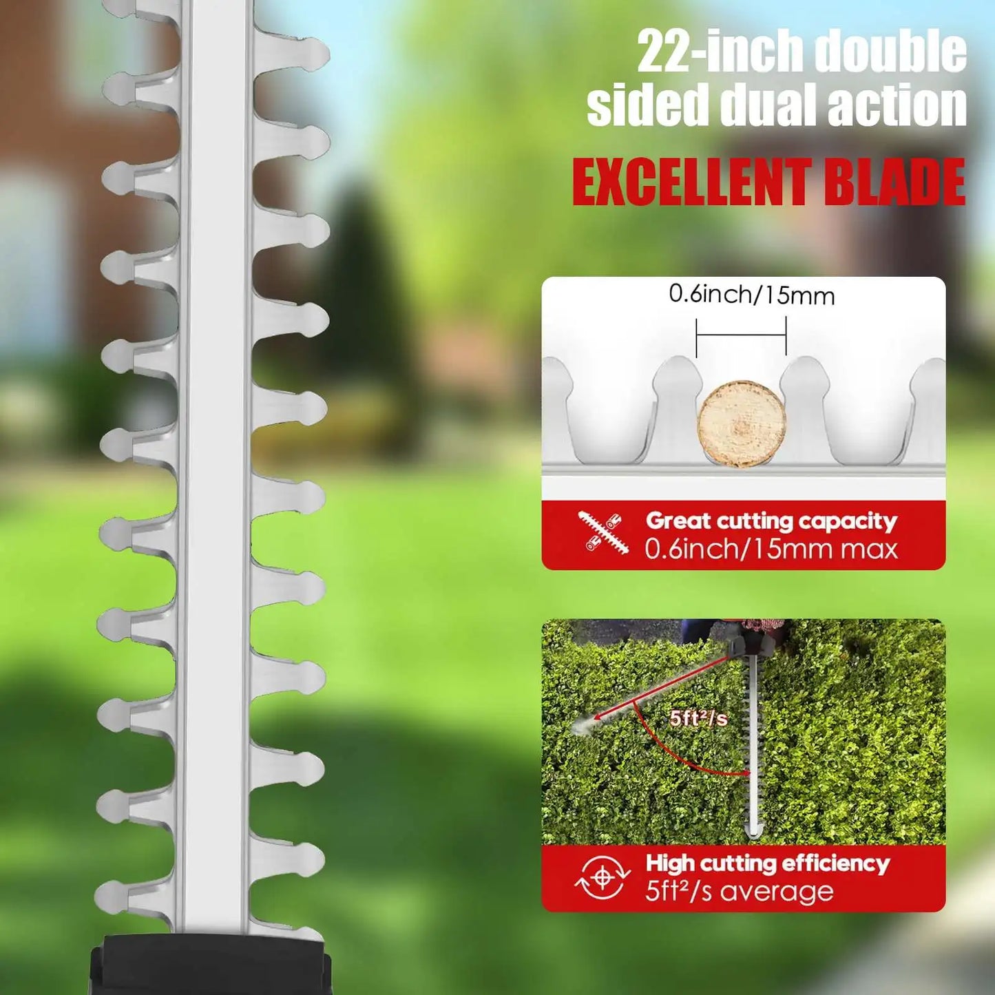 Elektrische Heggenschaar - Heggenschaar Accu - Haagschaar - Heggentrimmer - 21V - 22 Inch Dubbelzijdig Mes - Voor Tuinonderhoud - 1 Accu