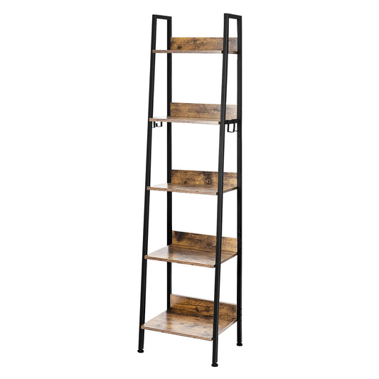 Boekenkasten - Boekenplank - Wandplank - Boekenrek - Keukenrek - Rekken - Opbergrek Organiser - 4 Haken 40x170x36cm - voor Woonkamer Keuken - Donkere Eik en Zwart - QUORE
