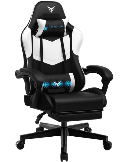 Ergonomische Gamingstoel – Bureaustoel – Gamestoel – Relaxstoel – Thuiswerkstoel – Verstelbare Rugleuning 135° – Ingebouwde Voetensteun - Wit - QUORE