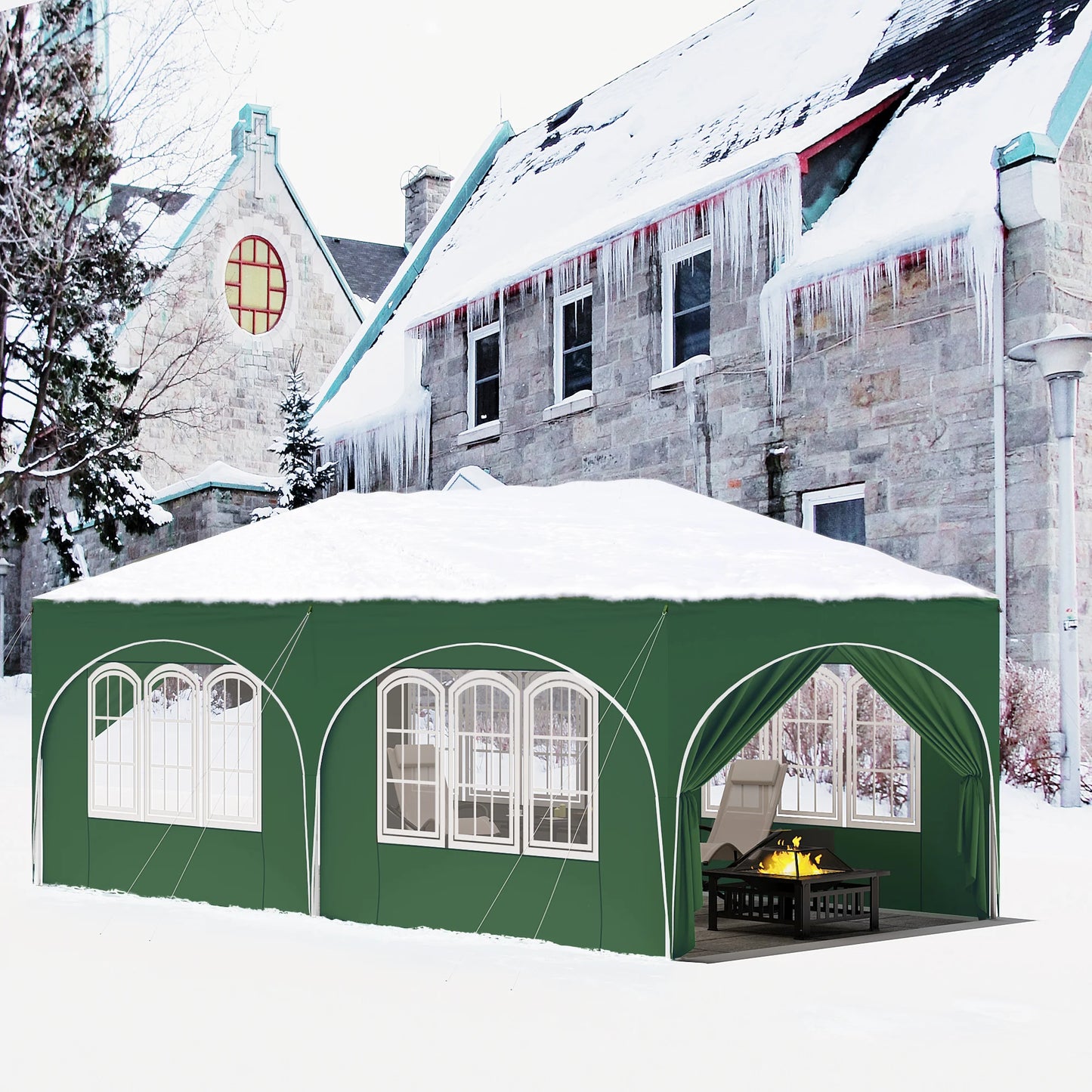 Pop-Up Tent – Tuinpaviljoen – Opblaasbare Tuintent – Buiten Shelter – 3x6 Meter – UV-Bescherming 98% – Verstelbare Hoogte - Groen