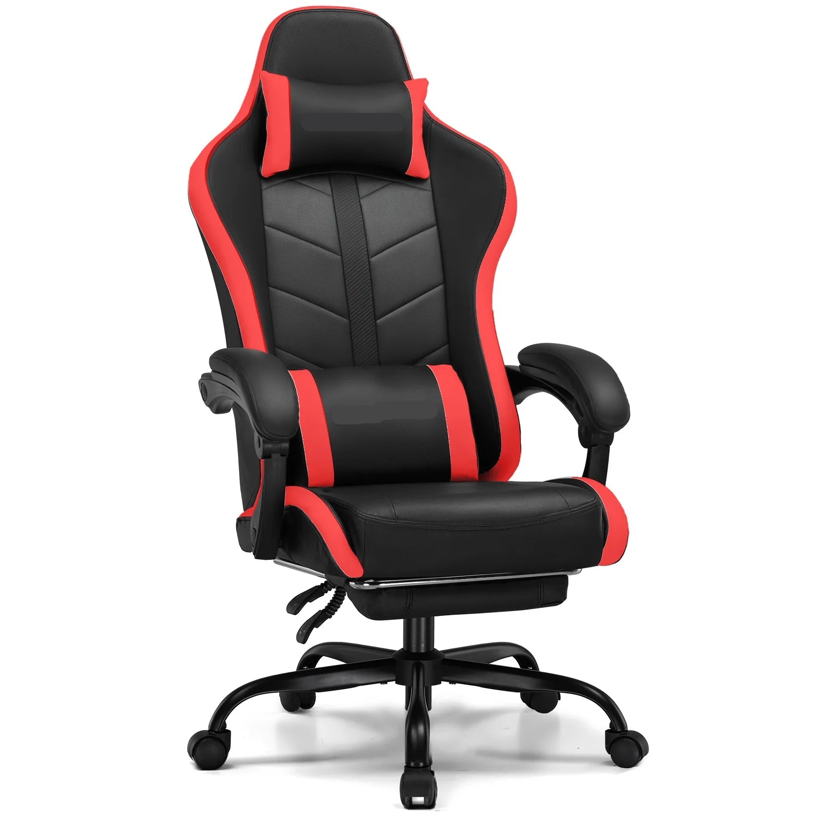 Ergonomische Gaming- & Bureaustoel – Game Stoel – Bureaustoel – Werkstoel – Relaxstoel – Verstelbare Rugleuning – Uittrekbare Voetensteun - Rood - QUORE