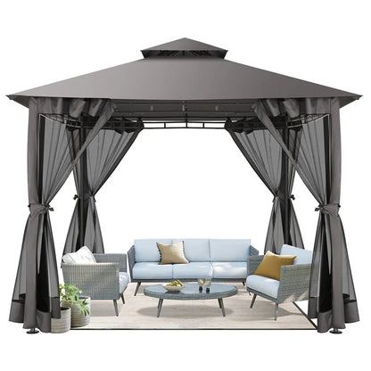 Tuinpaviljoen – Overkapping – Tuinkamer – Buitenverblijf – Zonwering – Stevig Stalen Frame – Waterafstotend Polyester Doek - Grijs