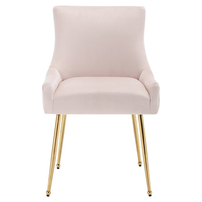 Eetkamerstoel – Stoel – Dining Chair – Velours Stoel – Set Van 2 - Gewatteerde Stoel – Metalen Pootjes – Ergonomisch Ontwerp - Roze