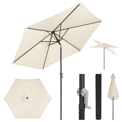 Parasol 300cm – UV-Bestendige Tuinparasol en Strandparasol – Waterdichte Zeshoekige Zonwering – 45° Kantelbaar – Lichtgewicht Design – Inclusief Draagtas – Ideaal Voor Tuin, Balkon of Strand – Beige