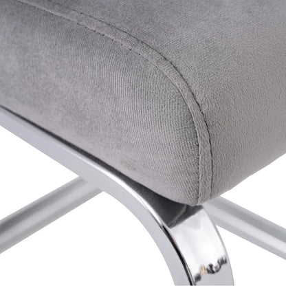 Eetkamerstoel – Set Van 4 - Velours Woonkamerstoel – Comfortabele Fauteuil – Lounge Stoel – Zacht Gewatteerd Zitvlak – Zilver Metalen Pootjes - Grijs