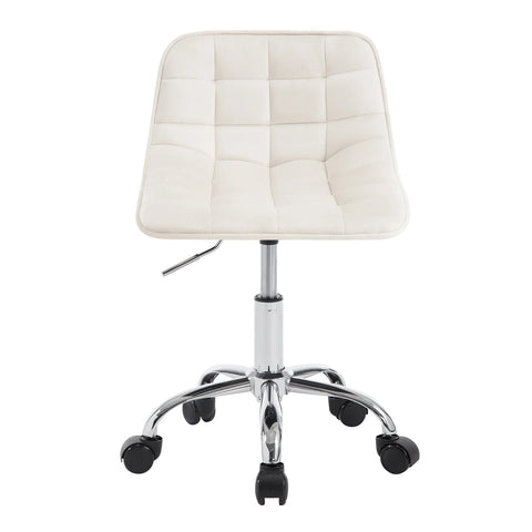 Stoel - Bureaustoel - Eetkamerstoelen - Verstelbare Hoogte - Comfortabele - Rugleuning - 360° Rotatie - Kantoor - Make-up - Crème Fluweel