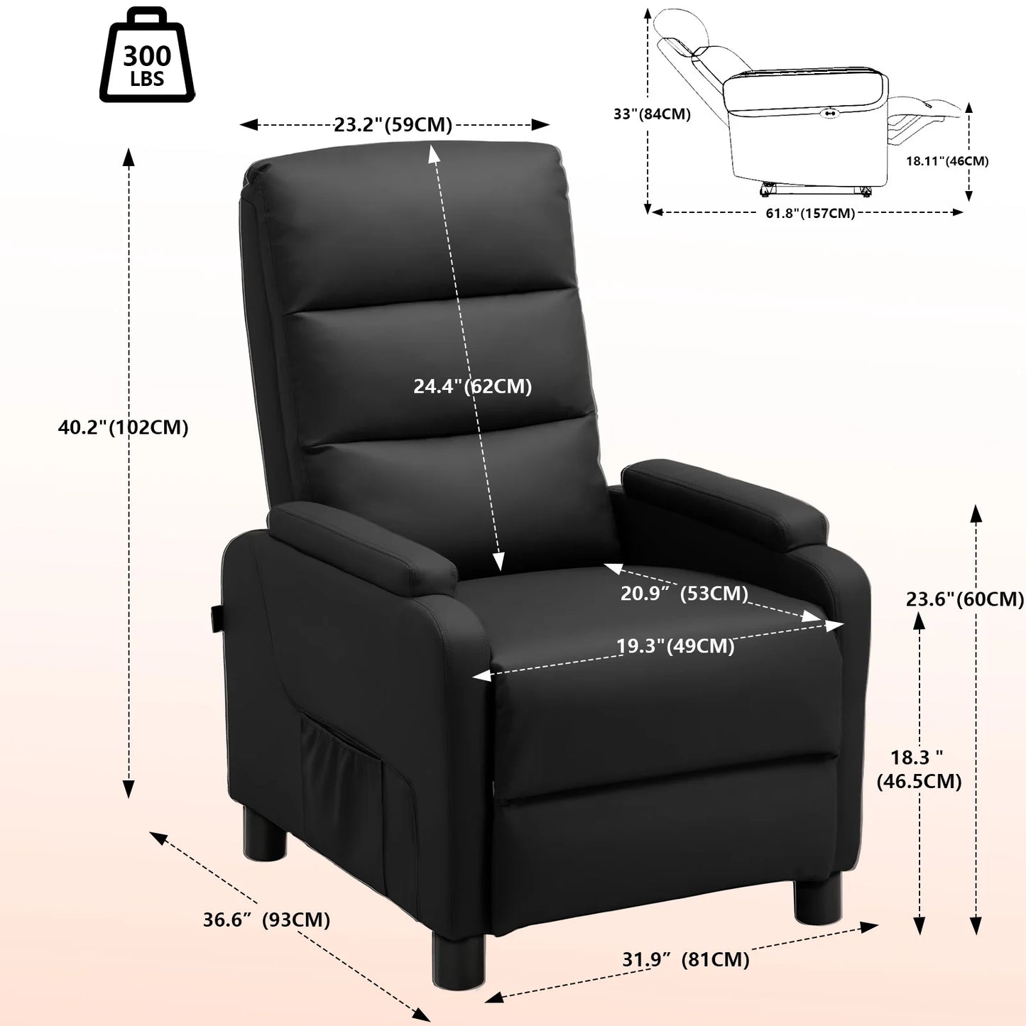 Relaxstoel – Relaxfauteuil – Verstelbare Stoel – Lounger – Zithoekstoel – Verstelbare Rugleuning 90-160° – PU Kunstleer Met Metalen Frame