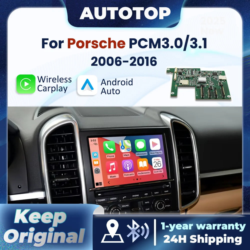 Wireless CarPlay Android Auto For Porsche Boxster 911 Macan Cayman Cayenne Panamera PCM 3.0 PCM 3.1 With BT MirrorLink Module