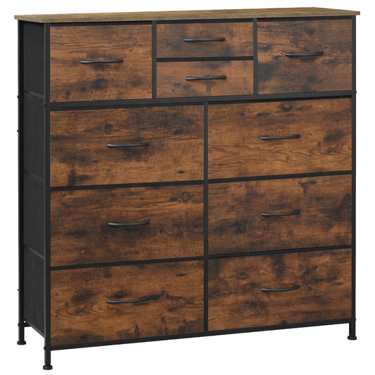 Opbergkast - Ladekast - Ladekastje - Ladenkastje - Ladenkast - Industrieel Stijl - Metaal Frame - voor Woonkamer - Slaapkamer en Hal - 8 Lades - Vintage Bruin Zwart