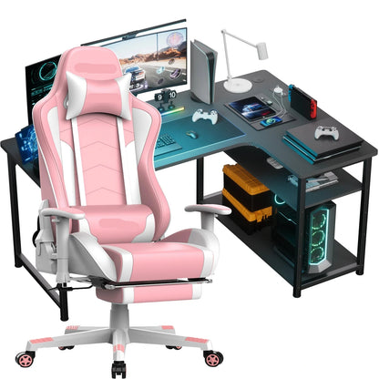 Gaming Bureau- en Stoelset – Gamestoel – Bureaustoel – Bureau – Werkplek – Verstelbaar – Ergonomisch Ontwerp – Duurzaam Metalen Frame