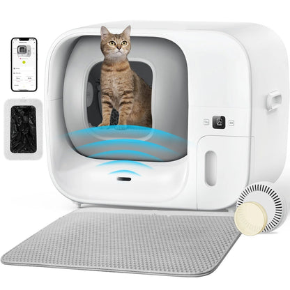 Automatische Kattenbak – Zelfreinigende Kattenbak – Slimme Kattenbak – App Bediening – 60 Liter Inhoud – Geurverwijdering – Fluisterstil