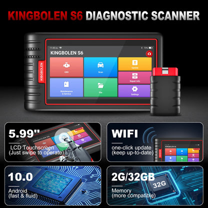 Bluetooth OBD2 Scanner – Auto Diagnostiek – Foutcode Uitlezer – Dashboard Scanner – VIN-Herkenning – 6 Inch Touchscreen – Bluetooth Verbinding - QUORE