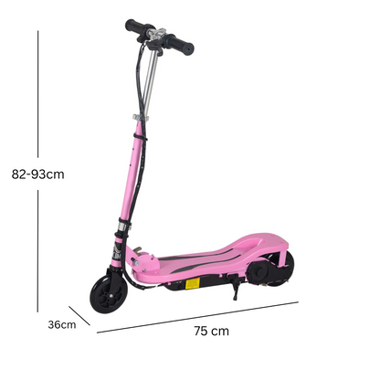 Scooter - Elektrische Step - voor 7-14 jaar -  Verstelbaar - Opvouwbaar - 120 W - 12 km/h Max. Snelheid - 100-240 V - Belastbaar 50kg - 75 x 36 x 82-93 cm - Roze