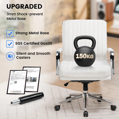 Bureaustoel – Ergonomische Bureaustoel – Werkstoel – Kantoorstoel – Stoel Met Ademend Textiel – In Hoogte Verstelbaar – Schommelbaar Tot 130° - 49 x 49 x 105 cm - Wit - QUORE