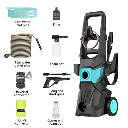 Elektrische Hogedrukreiniger – Drukspuit – Waterreiniger – Terrasreiniger – Tuinspuit – 1500W 135 Bar – Verstelbare Lance 0°-160° – Blauw