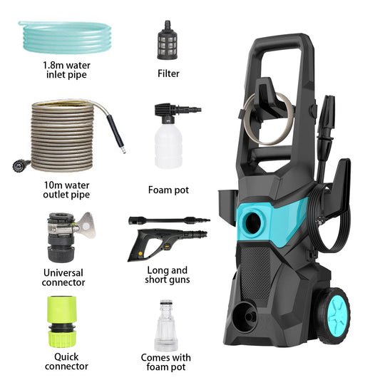 Elektrische Hogedrukreiniger – Drukspuit – Waterreiniger – Terrasreiniger – Tuinspuit – 1500W 135 Bar – Verstelbare Lance 0°-160° – Blauw