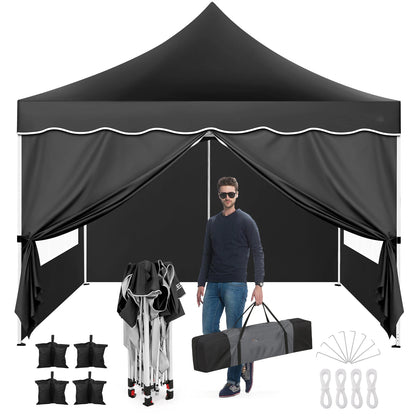 Partytent – Pop-Up Luifel – Tent – Zonnescherm – Schaduwdoek – UV-Bescherming – Waterbestendig – Verstelbaar Frame - 3 x3 Meter - Zwart