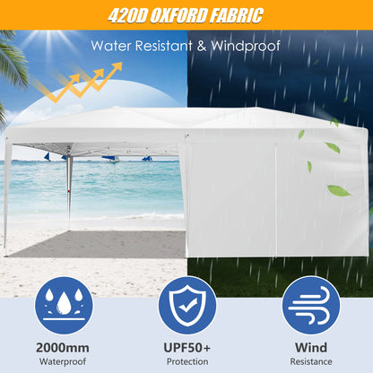 Pop-Up Partytent – Pop-Up Tent – Gazebo – Evenemententent – Feesttent – Waterdichte Oxford-Kap – 3x6 Meter – Met 6 Afneembare Zijwanden - Wit - QUORE