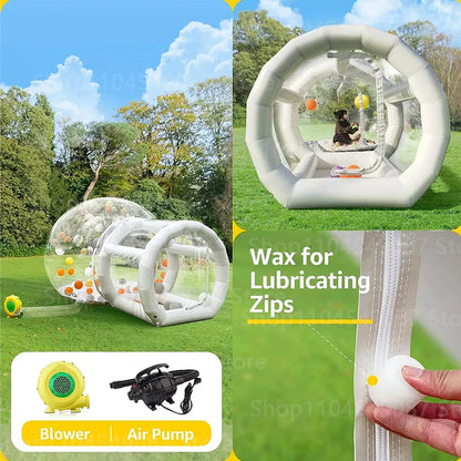 Camping Koepel Bubble Tent - Partytent - Tent - Partytenten- 2,5m Diameter -  Transparante  -Opblaasbare - Pop Up Tent - Met Blower – voor Feesten, Fotoshoots & Speelplezier