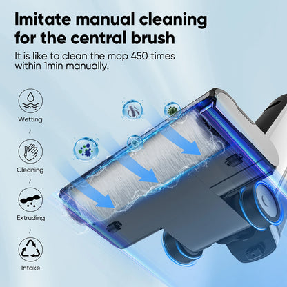 Nat En Droog Schoonmaker – Multifunctionele Mop – Dweil En Stofzuiger – Zelfreinigend – Zonder Kabels – 2600mAh Accu – 25 Cm Rollerborstel