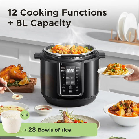 Snelkookpan - Snelkookpannen - Snelkookpan - Multikookpannen - 9 in 1 Elektrische Drukpan - 12 Voorinstellingen - met Anti-aanbakpan, Yoghurtmaker, Rijstkoker Sauteren, Stomen