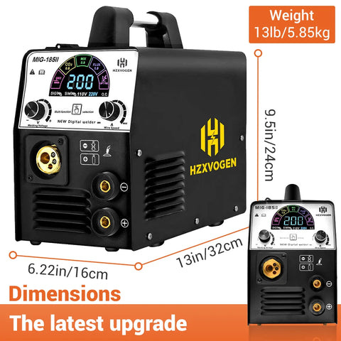 Hzxvogen - Lasmachine - Elektrische lasmachine - 5 in 1 - Halfautomatische lasmachine - Gas Non-Gas IGBT Inverter - MIG lasser TIG ARC/MMA/MAG - Set 2 - Zwart
