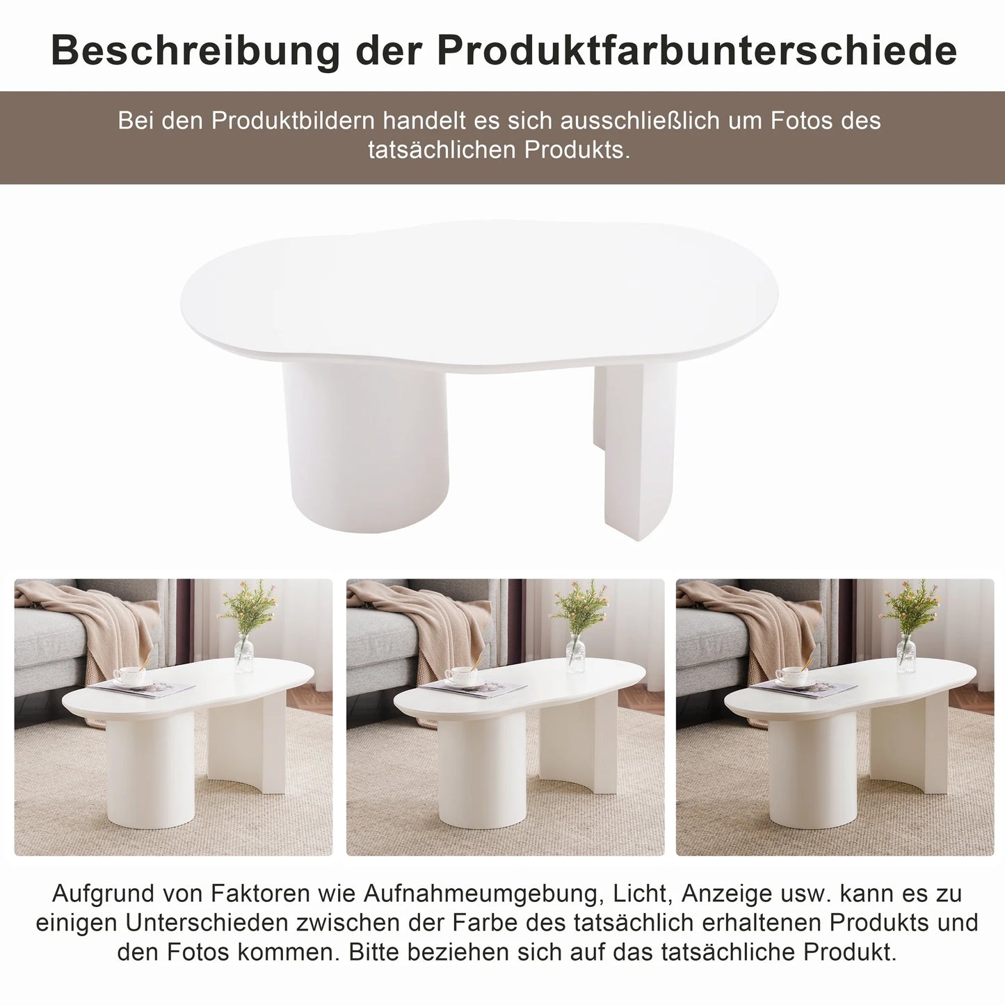 Salontafel – Design Salontafel – Moderne Tafel – Compacte Salontafel – MDF Materiaal – Onregelmatig Tafelblad - 100cm - Wit - QUORE