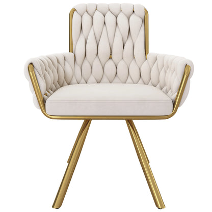 Eetkamerstoel – Draaistoel – Stoel Met Armleuningen – Velvet Stoel – 360° Draaibaar – Metalen Frame