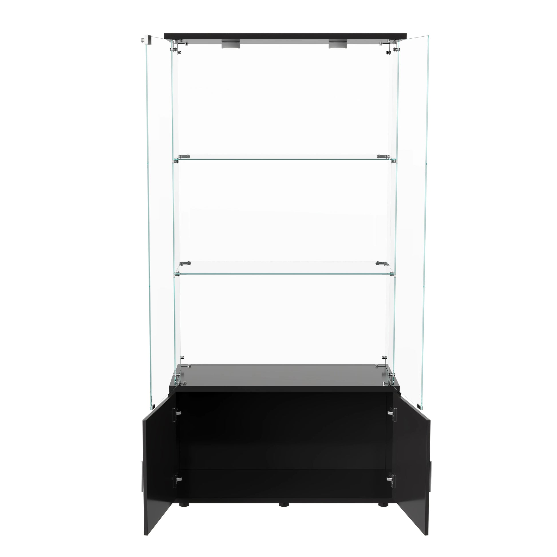 Rosahqnda LED Glass Display Case, 78x35x164cm, with 3 shelves and double doors, living room Curiosities wardrobe Modern Display Case wardrobe - QUORE
