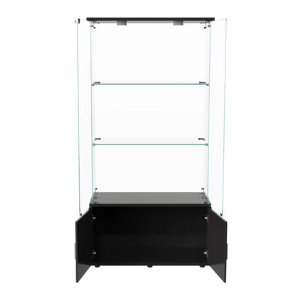 Rosahqnda LED Glass Display Case, 78x35x164cm, with 3 shelves and double doors, living room Curiosities wardrobe Modern Display Case wardrobe - QUORE