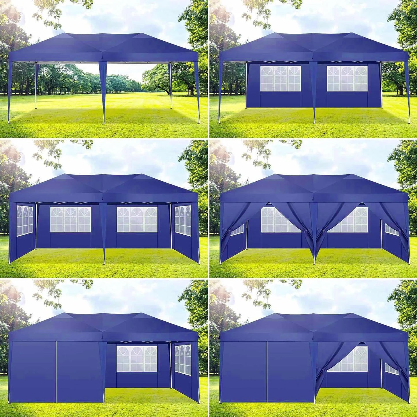 Partytent – Tent – Overkapping – Buitenluifel – 3x6 Meter – Waterdicht Oxford Doek – Verstelbaar Stalen Frame - Marineblauw