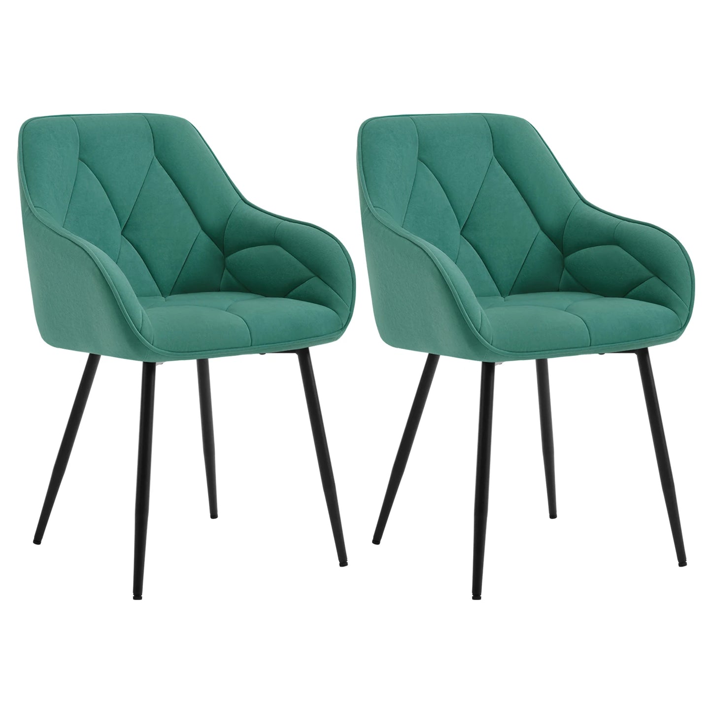 Velvet Eetkamerstoelen – Fluwelen Stoelen – Design Stoelen – Comfortabele Stoelen – Set Van 2 – Turquoise Kleur – Metalen Poten – Ergonomisch Design